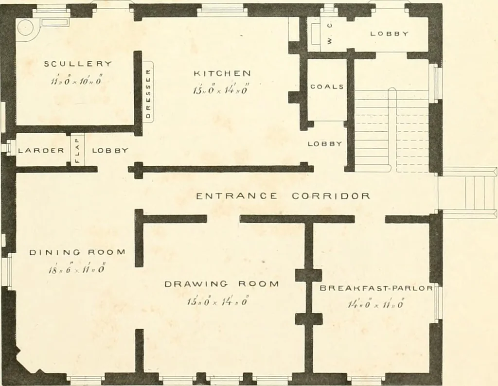 An illustration from The builder's practical director; or, Buildings for all classes, containing plans, sections and elevations for the erection of cottages, villas, farm buildings, dispensaries, public schools, &c., with detailed estimates, quantities, prices, &c. .., 1855, leaf 302