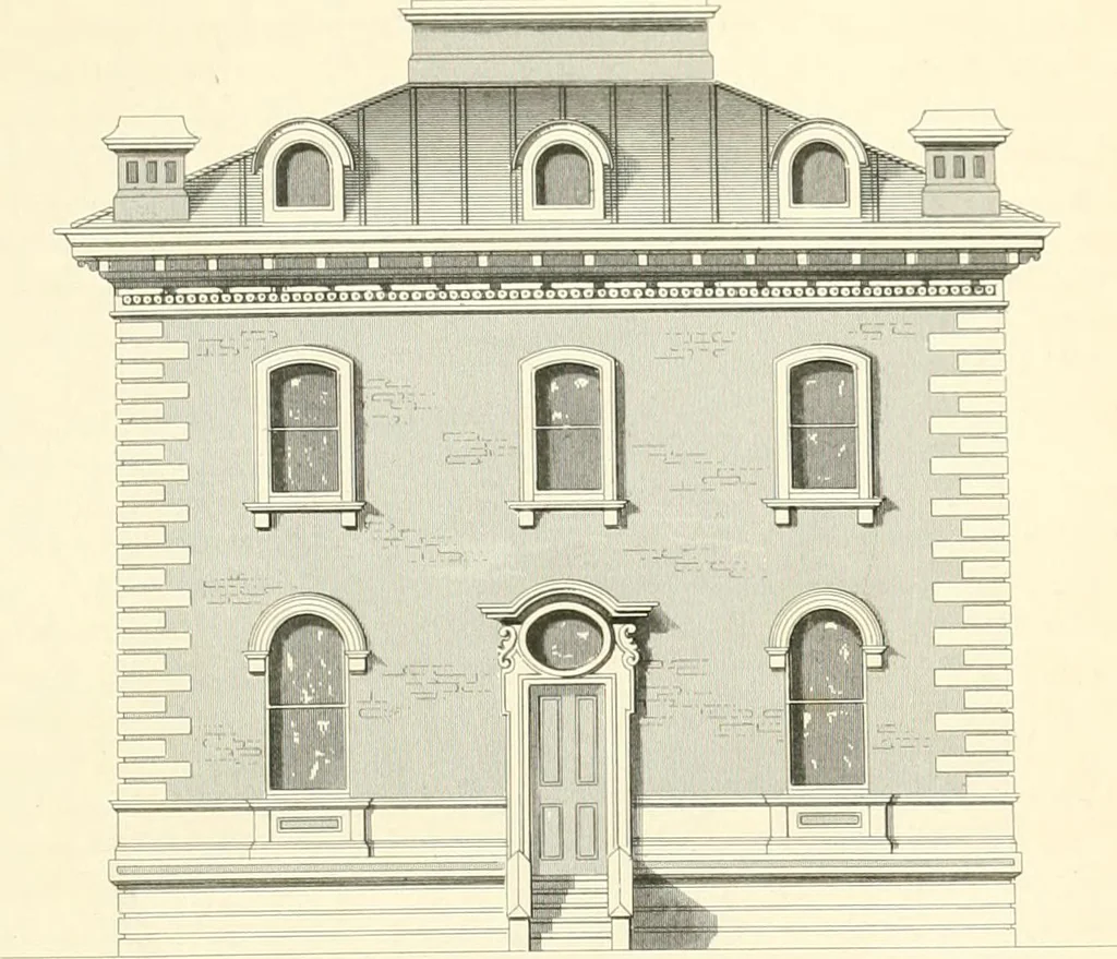 An illustration from The builder's practical director; or, Buildings for all classes, containing plans, sections and elevations for the erection of cottages, villas, farm buildings, dispensaries, public schools, &c., with detailed estimates, quantities, prices, &c. .., 1855, leaf 314