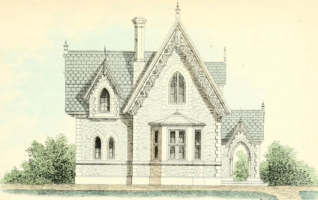 An illustration from The builder's practical director; or, Buildings for all classes, containing plans, sections and elevations for the erection of cottages, villas, farm buildings, dispensaries, public schools, &c., with detailed estimates, quantities, prices, &c. .., 1855, leaf 318