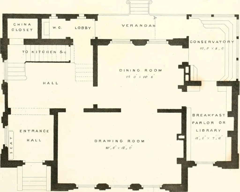 An illustration from The builder's practical director; or, Buildings for all classes, containing plans, sections and elevations for the erection of cottages, villas, farm buildings, dispensaries, public schools, &c., with detailed estimates, quantities, prices, &c. .., 1855, leaf 322