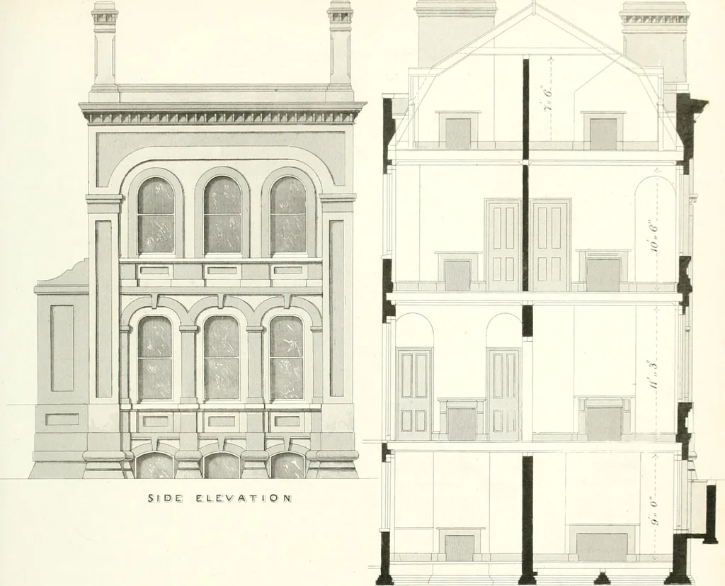 An illustration from The builder's practical director; or, Buildings for all classes, containing plans, sections and elevations for the erection of cottages, villas, farm buildings, dispensaries, public schools, &c., with detailed estimates, quantities, prices, &c. .., 1855, leaf 326