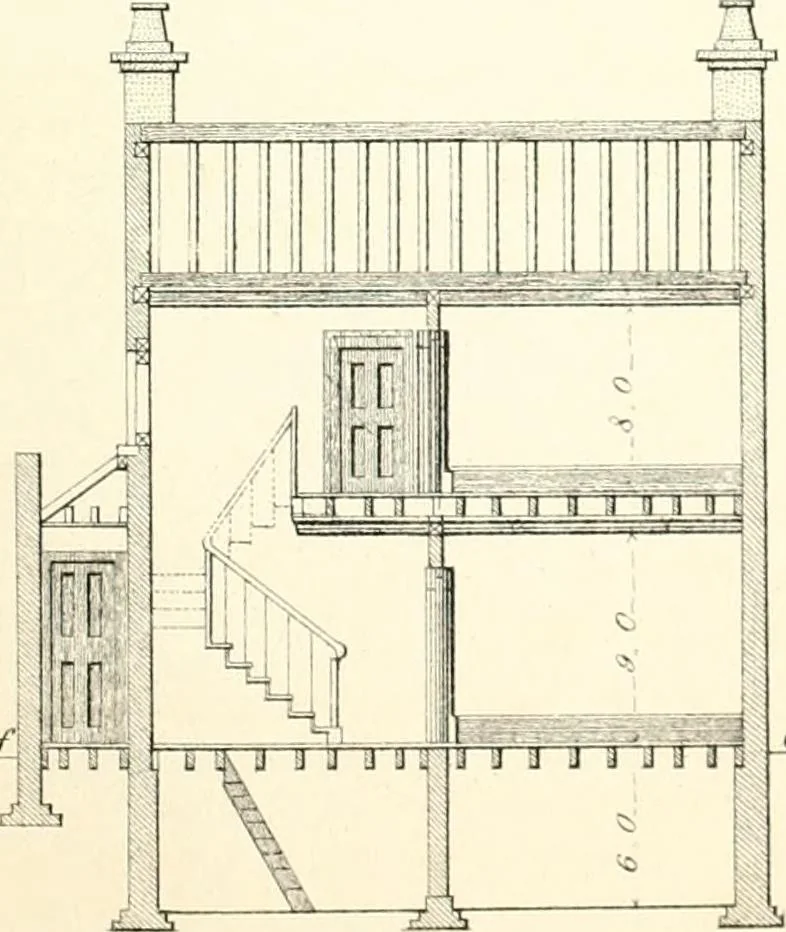 An illustration from The builder's practical director; or, Buildings for all classes, containing plans, sections and elevations for the erection of cottages, villas, farm buildings, dispensaries, public schools, &c., with detailed estimates, quantities, prices, &c. .., 1855, leaf 34
