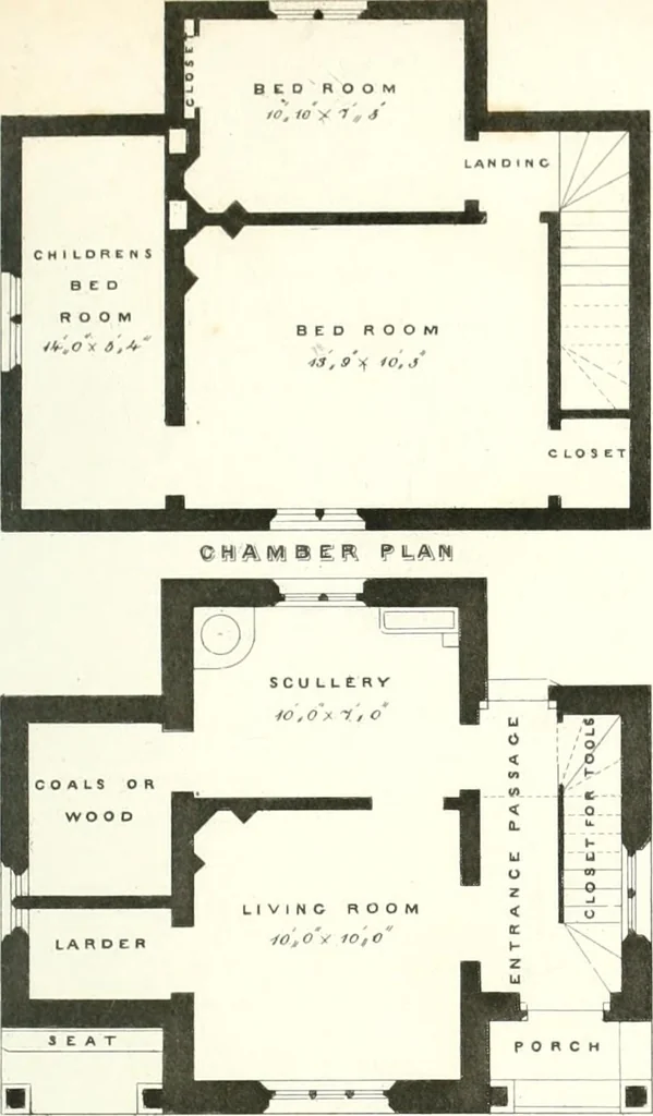 An illustration from The builder's practical director; or, Buildings for all classes, containing plans, sections and elevations for the erection of cottages, villas, farm buildings, dispensaries, public schools, &c., with detailed estimates, quantities, prices, &c. .., 1855, leaf 342