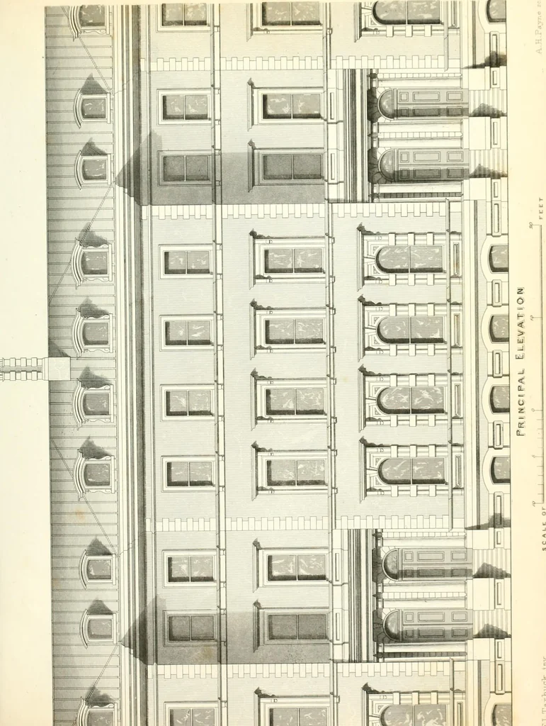 An illustration from The builder's practical director; or, Buildings for all classes, containing plans, sections and elevations for the erection of cottages, villas, farm buildings, dispensaries, public schools, &c., with detailed estimates, quantities, prices, &c. .., 1855, leaf 346