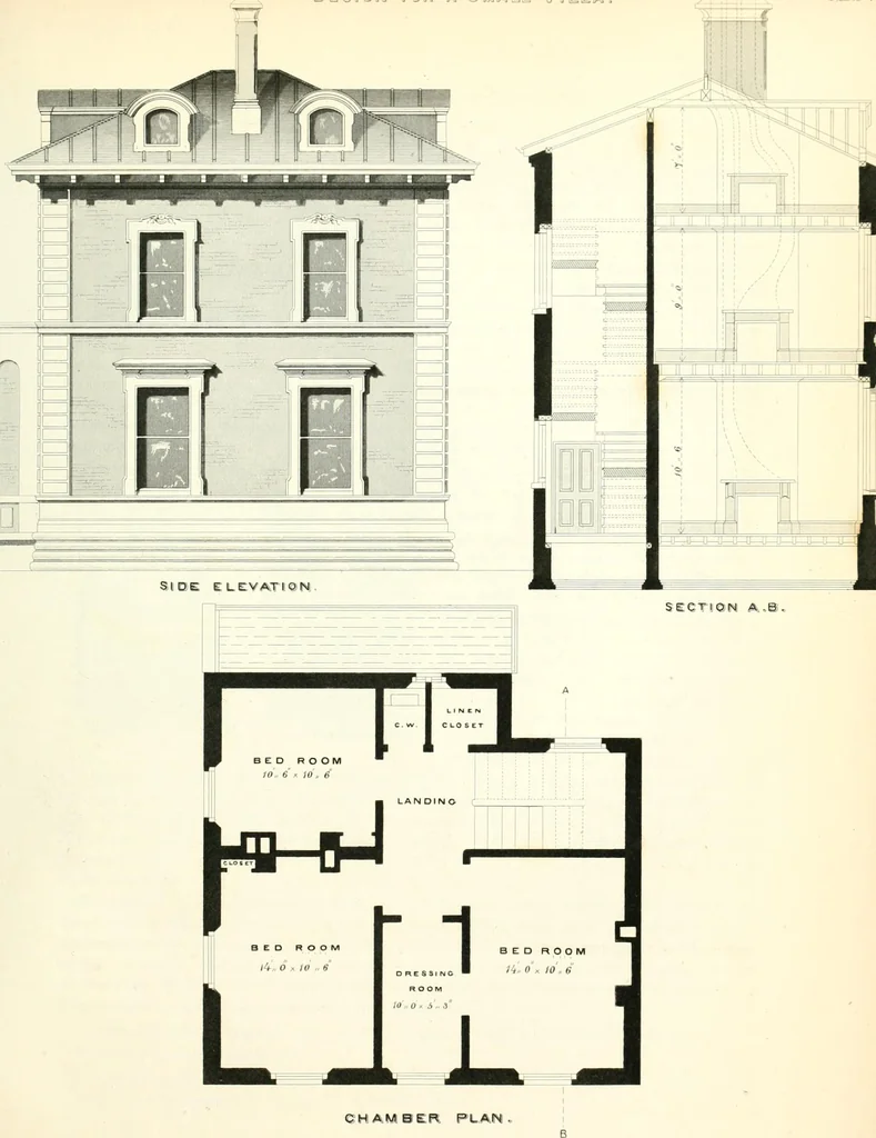 An illustration from The builder's practical director; or, Buildings for all classes, containing plans, sections and elevations for the erection of cottages, villas, farm buildings, dispensaries, public schools, &c., with detailed estimates, quantities, prices, &c. .., 1855, leaf 358