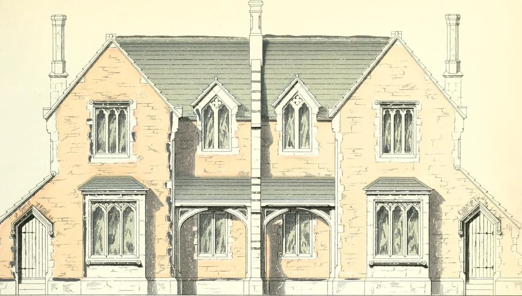 An illustration from The builder's practical director; or, Buildings for all classes, containing plans, sections and elevations for the erection of cottages, villas, farm buildings, dispensaries, public schools, &c., with detailed estimates, quantities, prices, &c. .., 1855, leaf 382