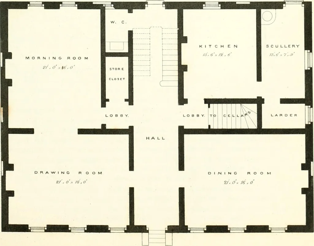 An illustration from The builder's practical director; or, Buildings for all classes, containing plans, sections and elevations for the erection of cottages, villas, farm buildings, dispensaries, public schools, &c., with detailed estimates, quantities, prices, &c. .., 1855, leaf 398