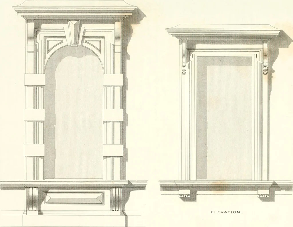An illustration from The builder's practical director; or, Buildings for all classes, containing plans, sections and elevations for the erection of cottages, villas, farm buildings, dispensaries, public schools, &c., with detailed estimates, quantities, prices, &c. .., 1855, leaf 402