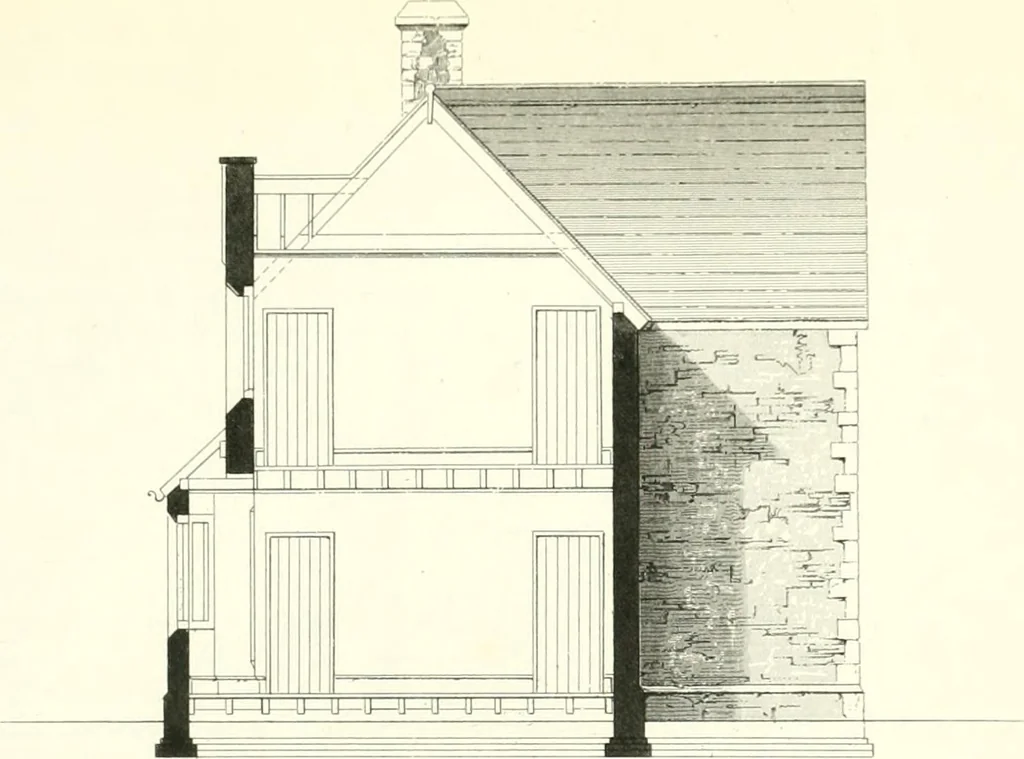 An illustration from The builder's practical director; or, Buildings for all classes, containing plans, sections and elevations for the erection of cottages, villas, farm buildings, dispensaries, public schools, &c., with detailed estimates, quantities, prices, &c. .., 1855, leaf 410