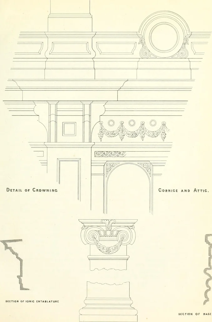 An illustration from The builder's practical director; or, Buildings for all classes, containing plans, sections and elevations for the erection of cottages, villas, farm buildings, dispensaries, public schools, &c., with detailed estimates, quantities, prices, &c. .., 1855, leaf 422