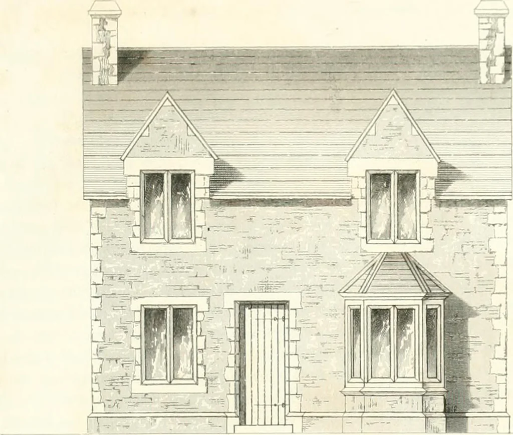 An illustration from The builder's practical director; or, Buildings for all classes, containing plans, sections and elevations for the erection of cottages, villas, farm buildings, dispensaries, public schools, &c., with detailed estimates, quantities, prices, &c. .., 1855, leaf 426