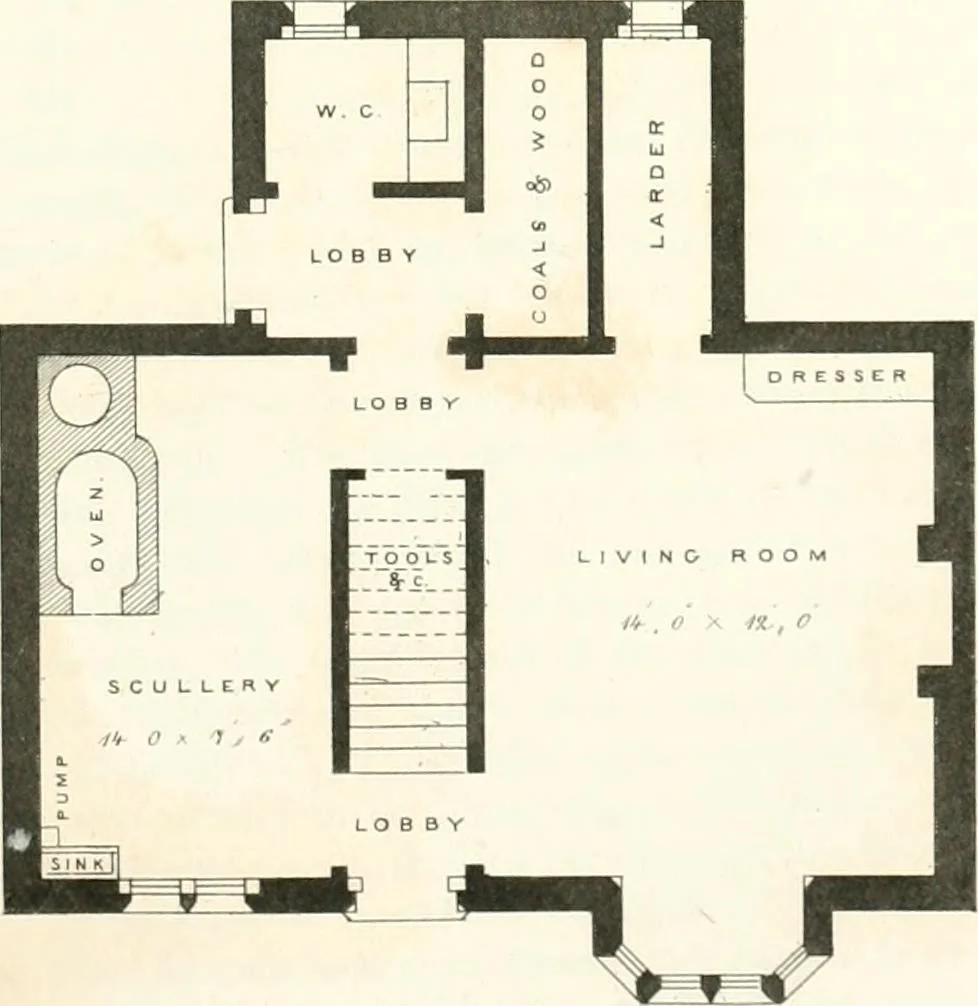 An illustration from The builder's practical director; or, Buildings for all classes, containing plans, sections and elevations for the erection of cottages, villas, farm buildings, dispensaries, public schools, &c., with detailed estimates, quantities, prices, &c. .., 1855, leaf 426
