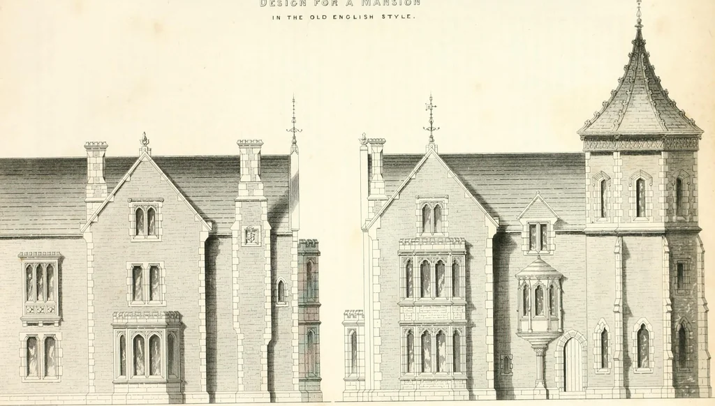 An illustration from The builder's practical director; or, Buildings for all classes, containing plans, sections and elevations for the erection of cottages, villas, farm buildings, dispensaries, public schools, &c., with detailed estimates, quantities, prices, &c. .., 1855, leaf 434