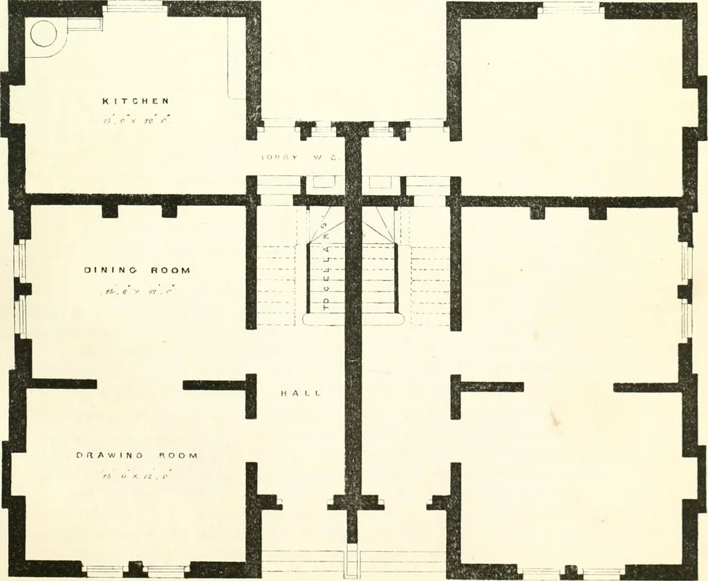 An illustration from The builder's practical director; or, Buildings for all classes, containing plans, sections and elevations for the erection of cottages, villas, farm buildings, dispensaries, public schools, &c., with detailed estimates, quantities, prices, &c. .., 1855, leaf 446