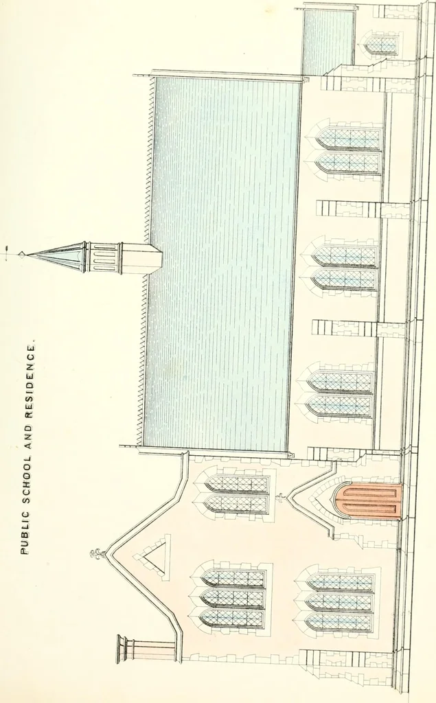 An illustration from The builder's practical director; or, Buildings for all classes, containing plans, sections and elevations for the erection of cottages, villas, farm buildings, dispensaries, public schools, &c., with detailed estimates, quantities, prices, &c. .., 1855, leaf 46