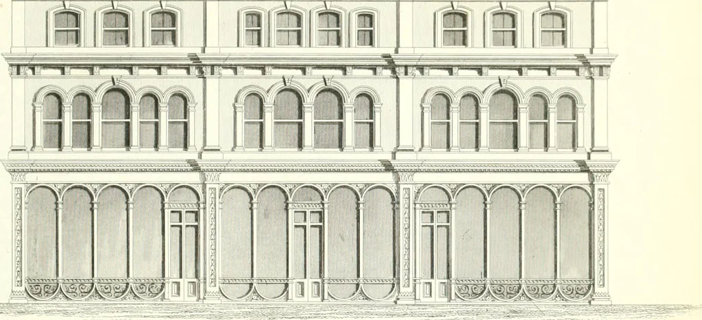 An illustration from The builder's practical director; or, Buildings for all classes, containing plans, sections and elevations for the erection of cottages, villas, farm buildings, dispensaries, public schools, &c., with detailed estimates, quantities, prices, &c. .., 1855, leaf 534