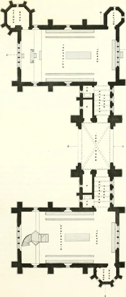 An illustration from The builder's practical director; or, Buildings for all classes, containing plans, sections and elevations for the erection of cottages, villas, farm buildings, dispensaries, public schools, &c., with detailed estimates, quantities, prices, &c. .., 1855, leaf 576