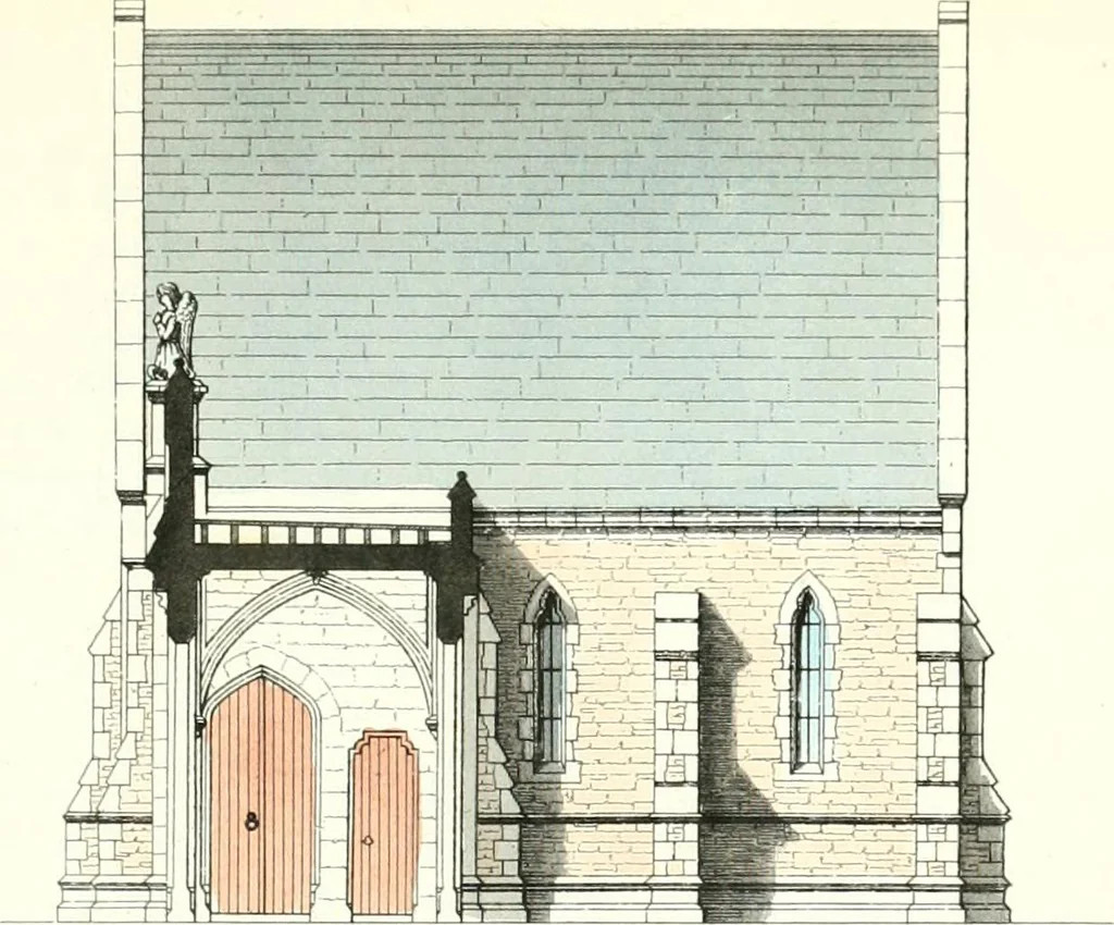 An illustration from The builder's practical director; or, Buildings for all classes, containing plans, sections and elevations for the erection of cottages, villas, farm buildings, dispensaries, public schools, &c., with detailed estimates, quantities, prices, &c. .., 1855, leaf 580