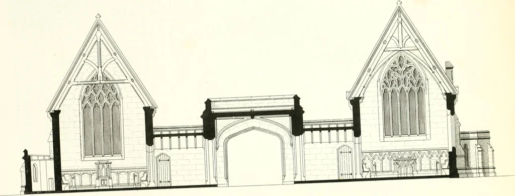 An illustration from The builder's practical director; or, Buildings for all classes, containing plans, sections and elevations for the erection of cottages, villas, farm buildings, dispensaries, public schools, &c., with detailed estimates, quantities, prices, &c. .., 1855, leaf 592