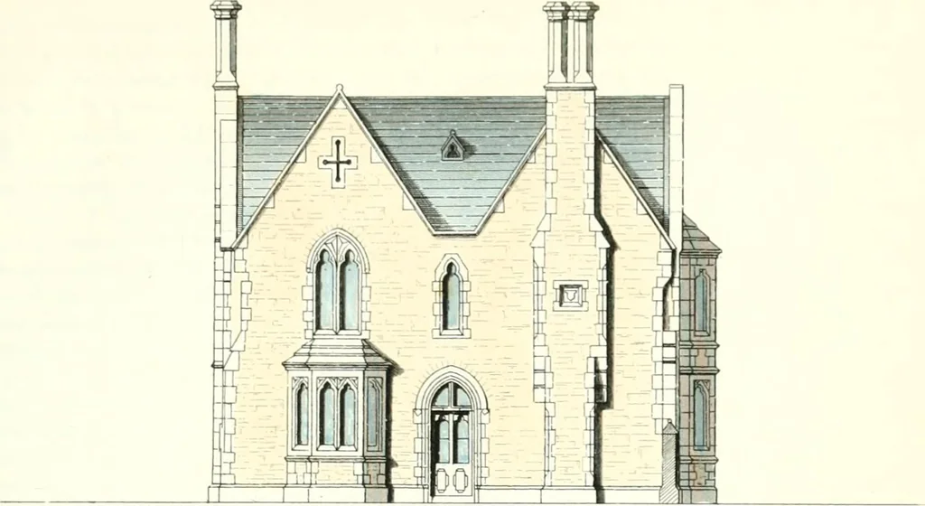 An illustration from The builder's practical director; or, Buildings for all classes, containing plans, sections and elevations for the erection of cottages, villas, farm buildings, dispensaries, public schools, &c., with detailed estimates, quantities, prices, &c. .., 1855, leaf 612