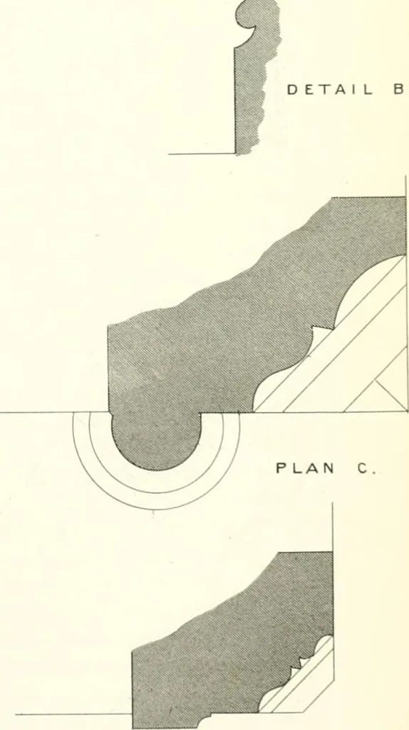 An illustration from The builder's practical director; or, Buildings for all classes, containing plans, sections and elevations for the erection of cottages, villas, farm buildings, dispensaries, public schools, &c., with detailed estimates, quantities, prices, &c. .., 1855, leaf 616