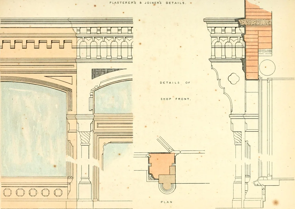 An illustration from The builder's practical director; or, Buildings for all classes, containing plans, sections and elevations for the erection of cottages, villas, farm buildings, dispensaries, public schools, &c., with detailed estimates, quantities, prices, &c. .., 1855, leaf 636