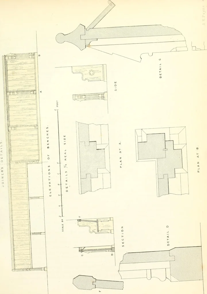 An illustration from The builder's practical director; or, Buildings for all classes, containing plans, sections and elevations for the erection of cottages, villas, farm buildings, dispensaries, public schools, &c., with detailed estimates, quantities, prices, &c. .., 1855, leaf 648