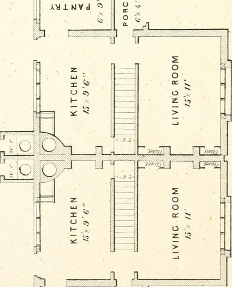 An illustration from The builder's practical director; or, Buildings for all classes, containing plans, sections and elevations for the erection of cottages, villas, farm buildings, dispensaries, public schools, &c., with detailed estimates, quantities, prices, &c. .., 1855, leaf 66