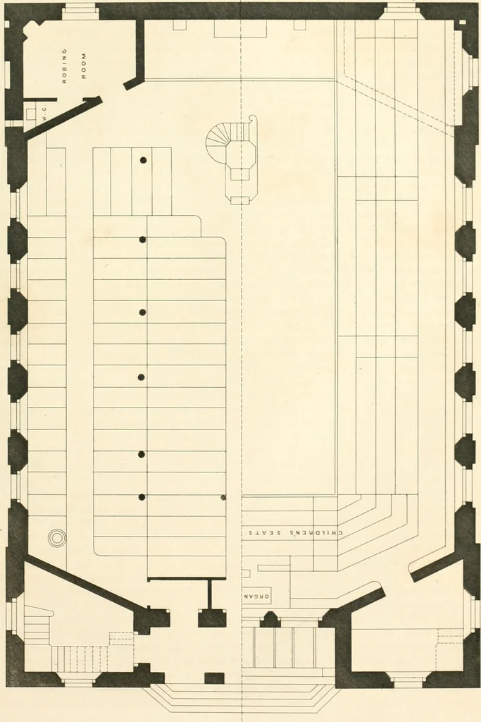 An illustration from The builder's practical director; or, Buildings for all classes, containing plans, sections and elevations for the erection of cottages, villas, farm buildings, dispensaries, public schools, &c., with detailed estimates, quantities, prices, &c. .., 1855, leaf 672