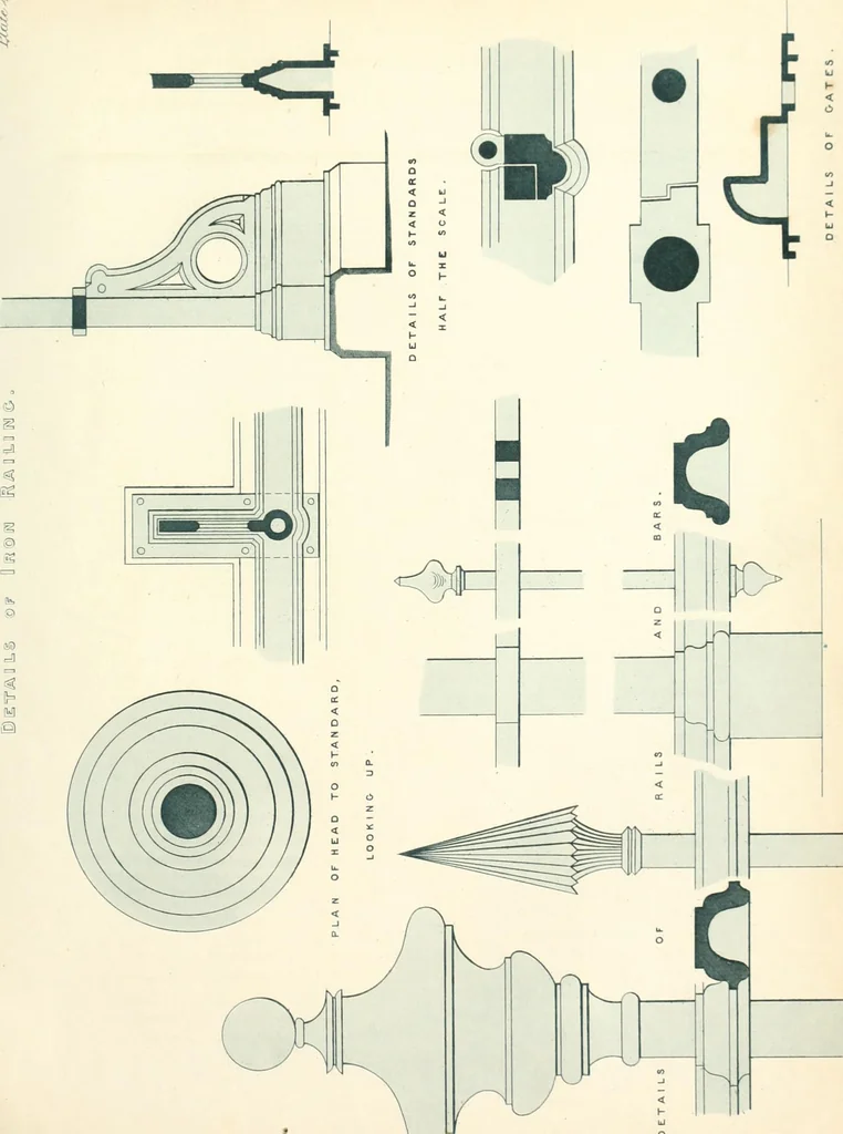 An illustration from The builder's practical director; or, Buildings for all classes, containing plans, sections and elevations for the erection of cottages, villas, farm buildings, dispensaries, public schools, &c., with detailed estimates, quantities, prices, &c. .., 1855, leaf 696