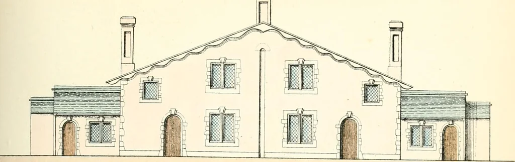 An illustration from The builder's practical director; or, Buildings for all classes, containing plans, sections and elevations for the erection of cottages, villas, farm buildings, dispensaries, public schools, &c., with detailed estimates, quantities, prices, &c. .., 1855, leaf 70