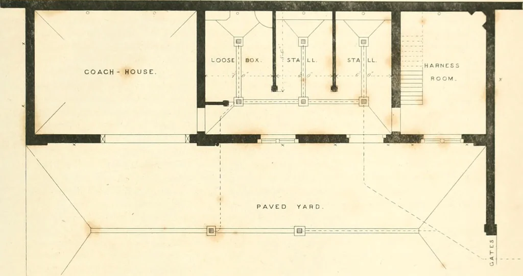 An illustration from The builder's practical director; or, Buildings for all classes, containing plans, sections and elevations for the erection of cottages, villas, farm buildings, dispensaries, public schools, &c., with detailed estimates, quantities, prices, &c. .., 1855, leaf 720