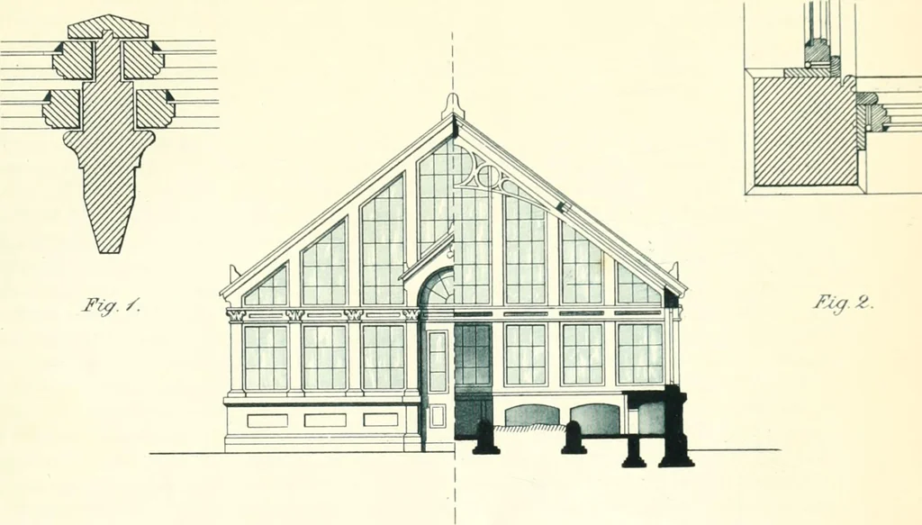 An illustration from The builder's practical director; or, Buildings for all classes, containing plans, sections and elevations for the erection of cottages, villas, farm buildings, dispensaries, public schools, &c., with detailed estimates, quantities, prices, &c. .., 1855, leaf 740