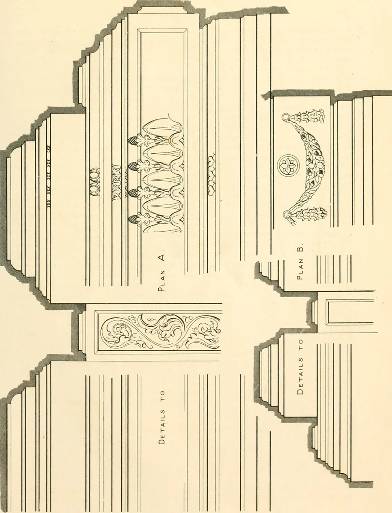 An illustration from The builder's practical director; or, Buildings for all classes, containing plans, sections and elevations for the erection of cottages, villas, farm buildings, dispensaries, public schools, &c., with detailed estimates, quantities, prices, &c. .., 1855, leaf 748