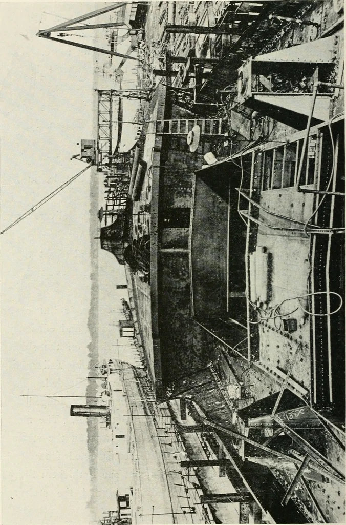 An illustration from Building the emergency fleet; a historical narrative of the problems and achievements of the United States shipping board emergency fleet corporation, 1920, leaf 107
