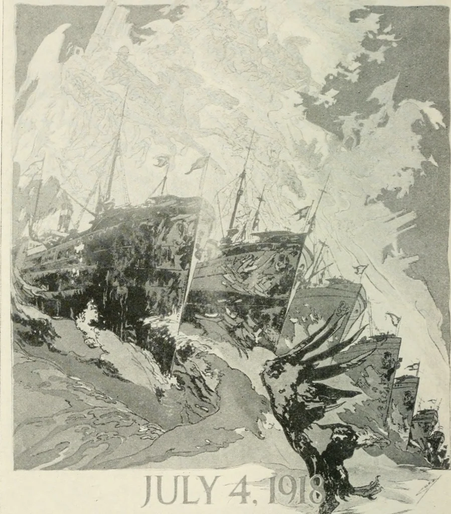 An illustration from Building the emergency fleet; a historical narrative of the problems and achievements of the United States shipping board emergency fleet corporation, 1920, leaf 39
