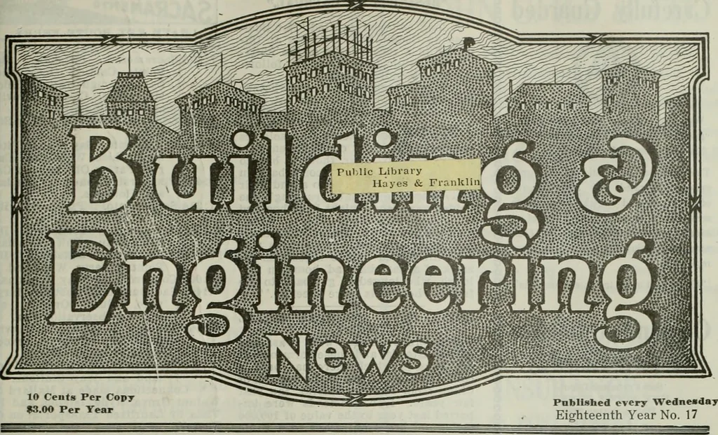 An illustration from Building & engineering news, 1914, leaf 388