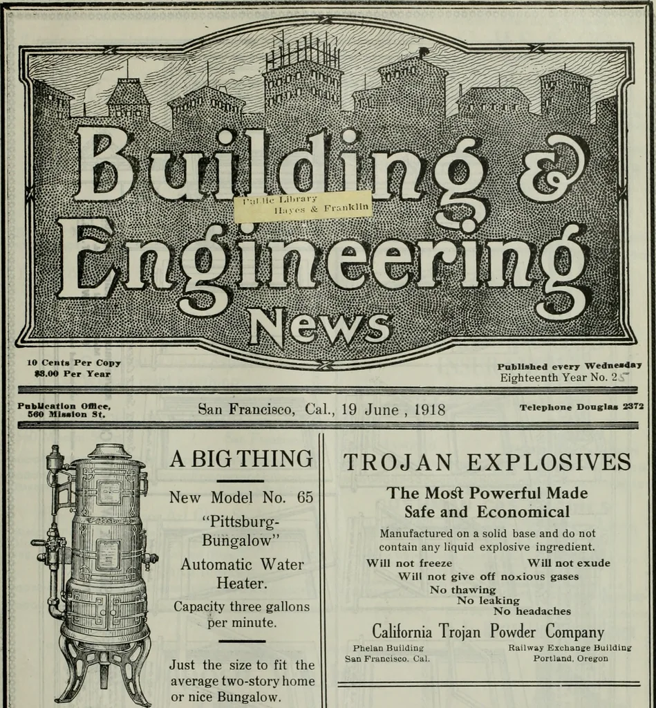 An illustration from Building & engineering news, 1914, leaf 580