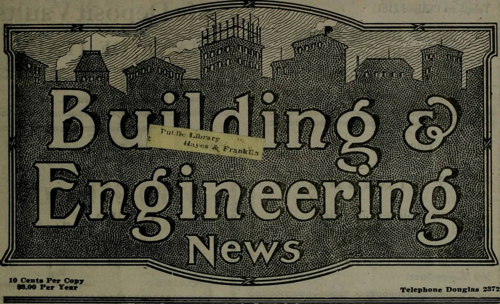 An illustration from Building & engineering news, 1914, leaf 444