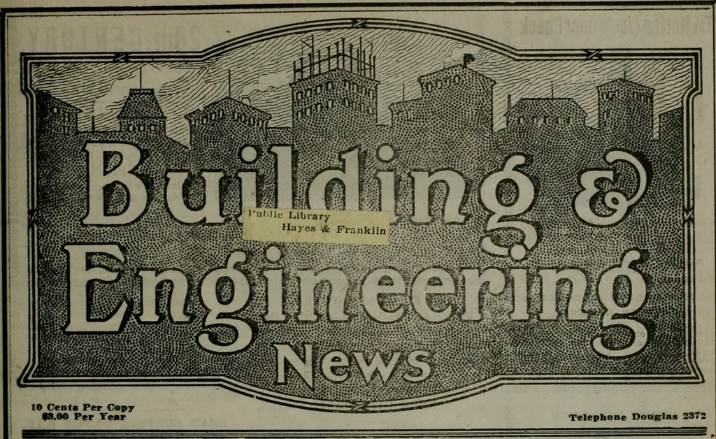 An illustration from Building & engineering news, 1914, leaf 180