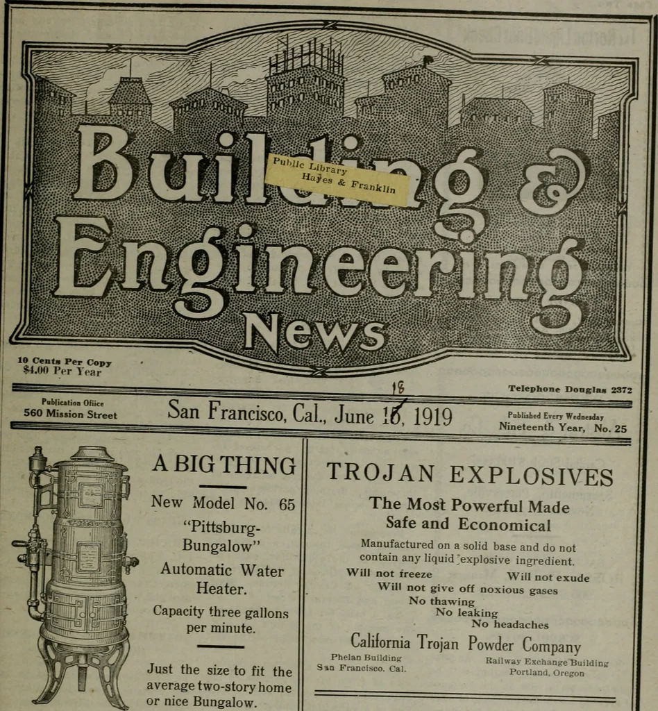 An illustration from Building & engineering news, 1914, leaf 404