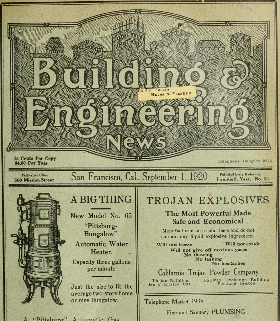 An illustration from Building & engineering news, 1914, leaf 204
