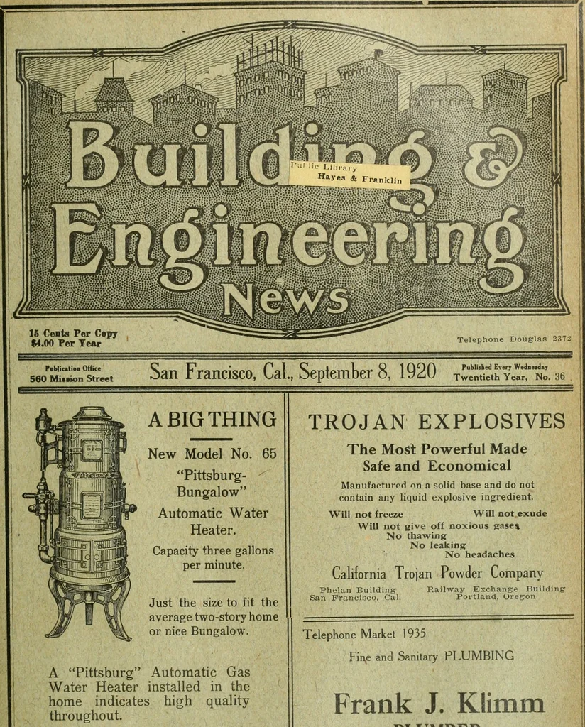 An illustration from Building & engineering news, 1914, leaf 230