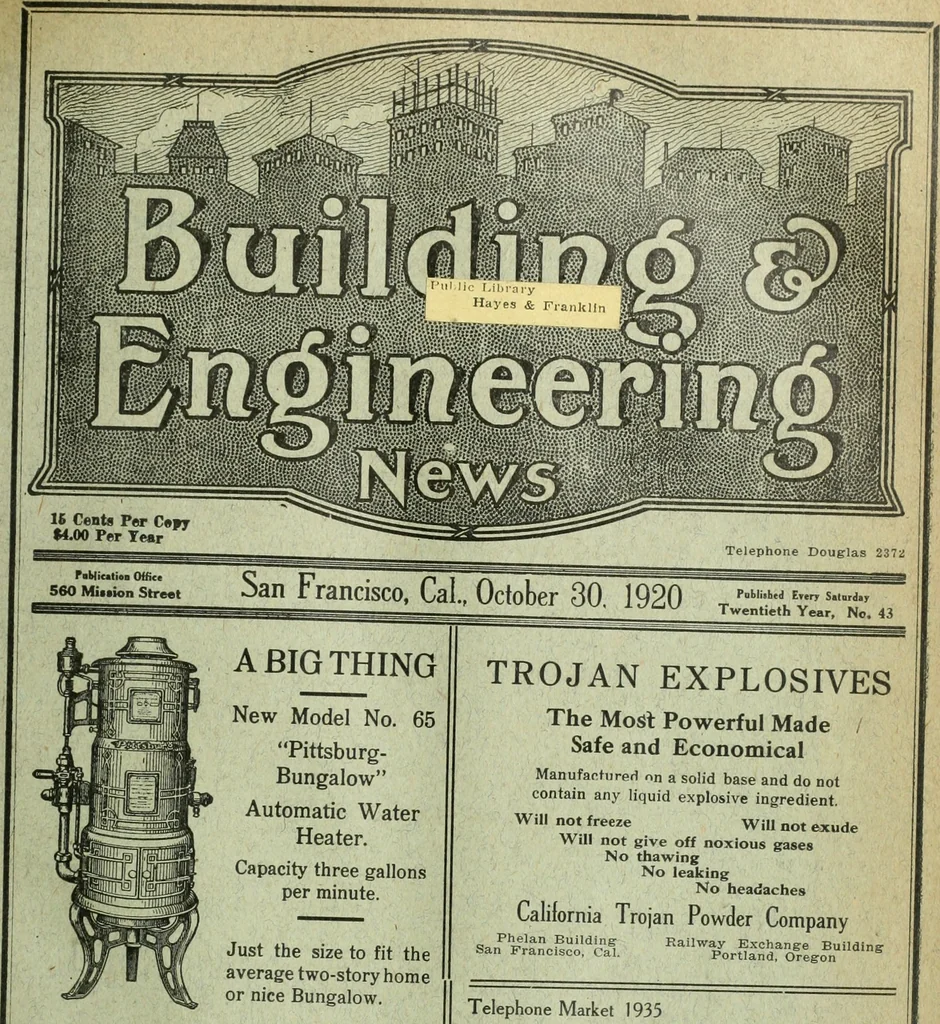An illustration from Building & engineering news, 1914, leaf 412