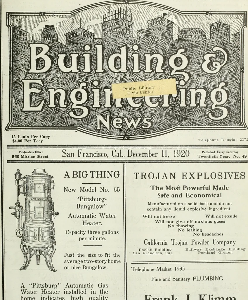 An illustration from Building & engineering news, 1914, leaf 554