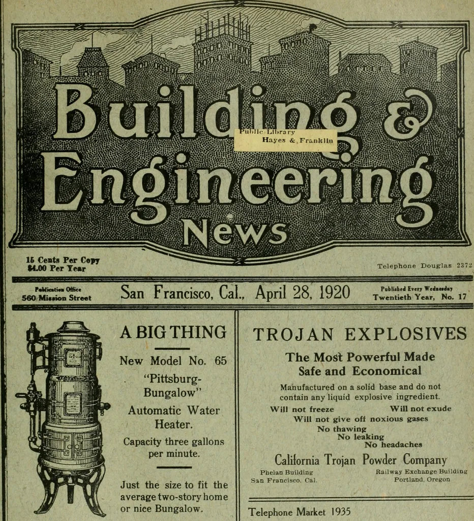 An illustration from Building & engineering news, 1914, leaf 398