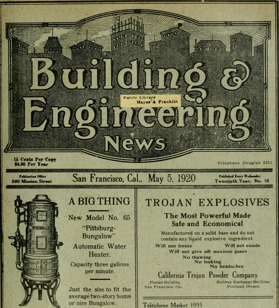 An illustration from Building & engineering news, 1914, leaf 424