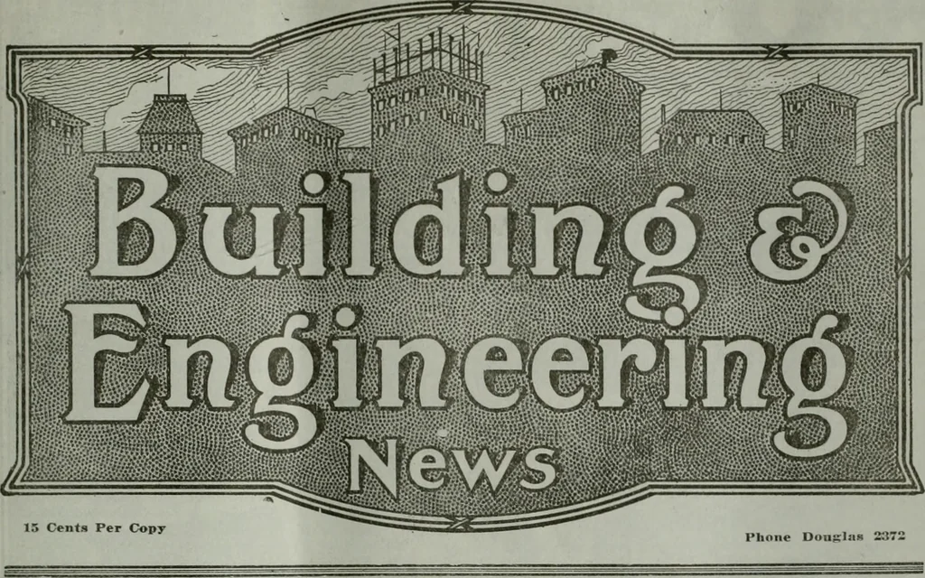 An illustration from Building & engineering news, 1914, leaf 458