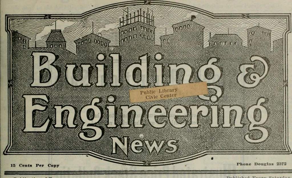 An illustration from Building & engineering news, 1914, leaf 168