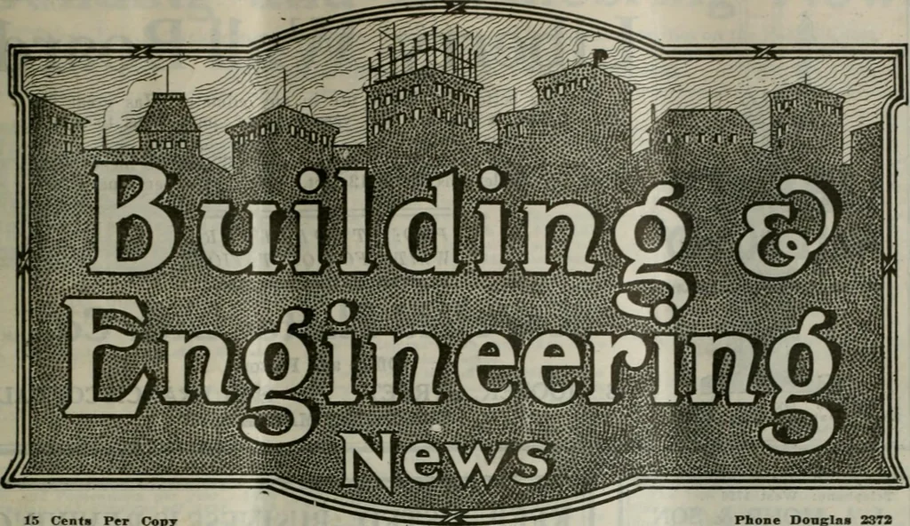 An illustration from Building & engineering news, 1914, leaf 599